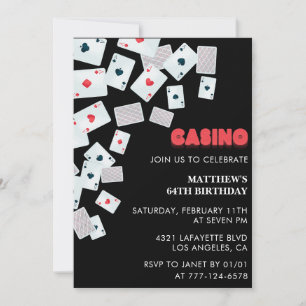 Poker Casino Playing card 64th birthday invitation