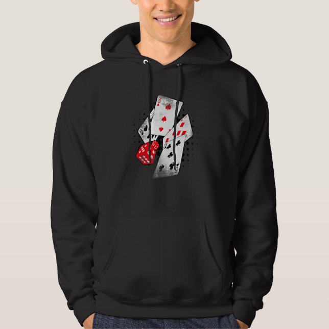 Poker Casino Playing Cards Dice 8375 BETS Winner H Hoodie (Front)