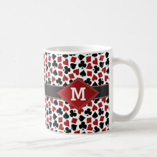 Poker Casino Suit Pattern Monogram Coffee Mug