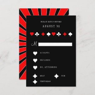Poker Casino Suits Red and Black Vegas RSVP Card