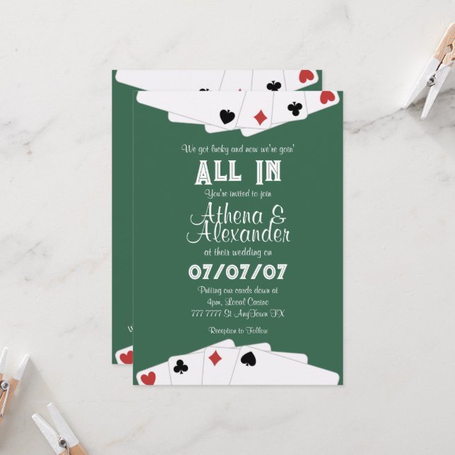 Poker/Casino Themed Wedding Invitation (Front/Back In Situ)