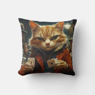 Poker Cat in the Underground - Mysterious Feline G Cushion