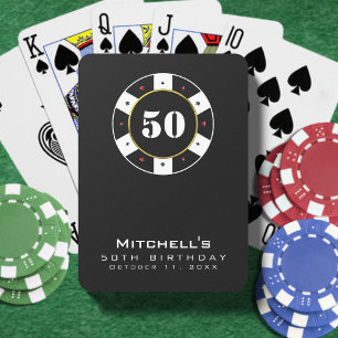 Poker Chip 50th Birthday Party Black Playing Cards