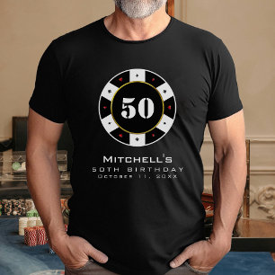Poker Chip 50th Birthday Party Black T-Shirt
