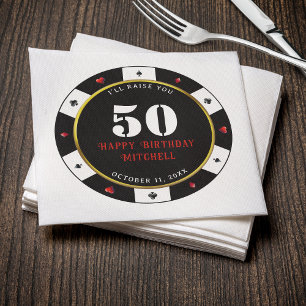 Poker Chip 50th Birthday Party Napkin