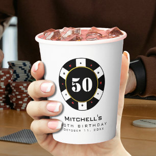 Poker Chip 50th Birthday Party Paper Cups