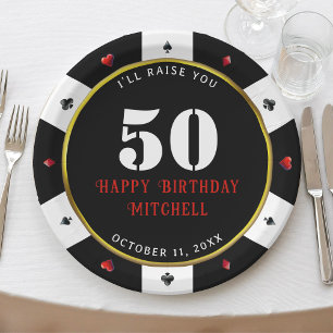 Poker Chip 50th Birthday Party Paper Plate