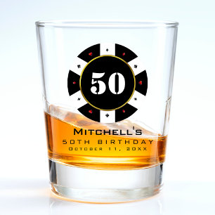 Poker Chip 50th Birthday Party Shot Glass
