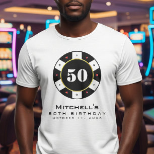 Poker Chip 50th Birthday Party White T-Shirt