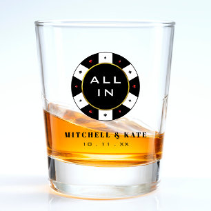 Poker Chip All In Wedding Favour Black Shot Glass