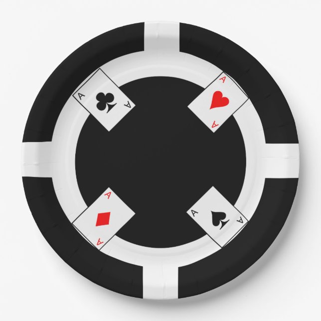 Poker Chip - Black Paper Plate (Front)