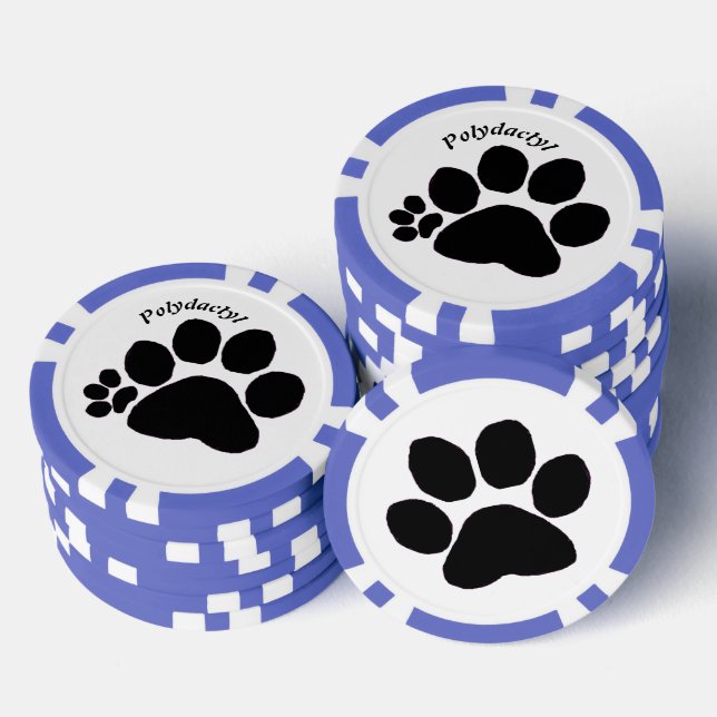 Poker Chip - Black Polydactyl Paw Print (Stack)