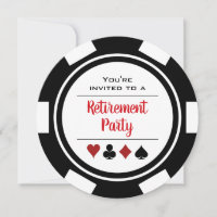 Poker Chip Black Red White Retirement Party