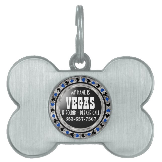 Poker Chip Blue Design | Customise  Pet ID Tag (Front)