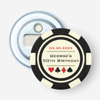Poker Chip Casino Black Cream White Birthday
