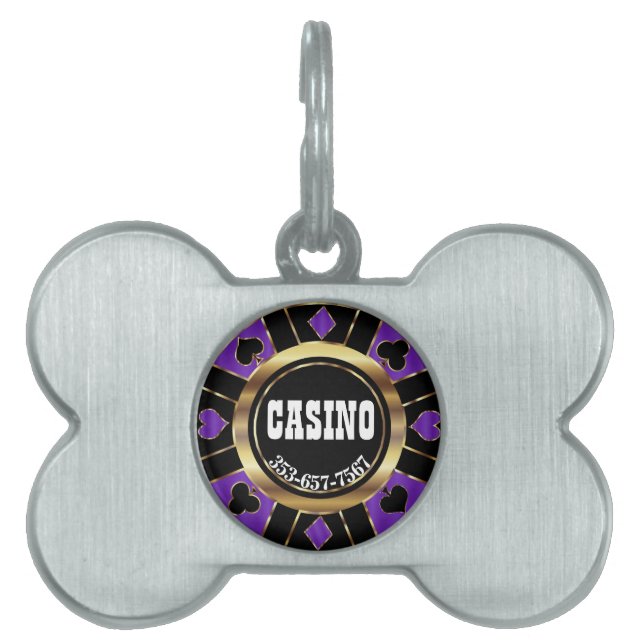 Poker Chip in Purple | Customise Pet ID Tag (Front)