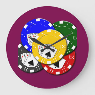 Poker Chip Large Clock