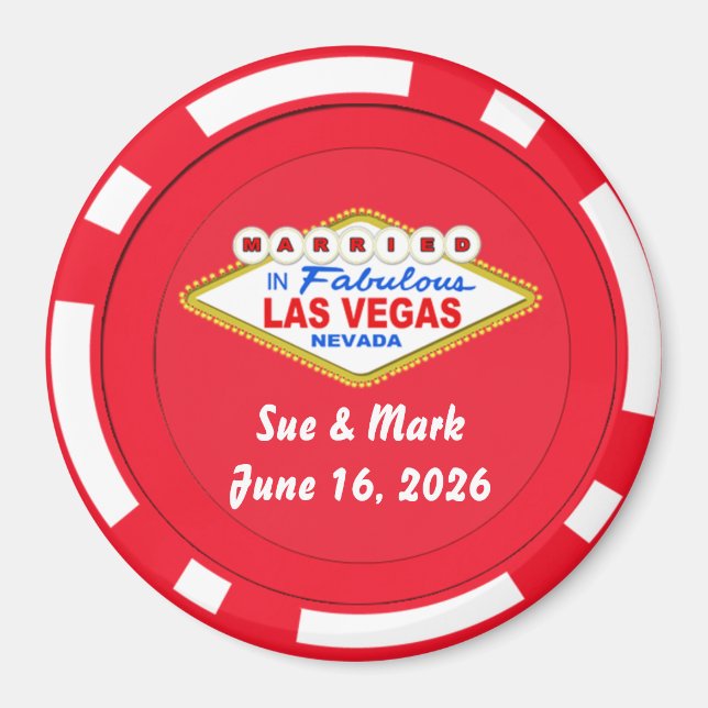 Poker Chip Magnet Married in Las Vegas (Front)