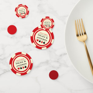Poker Chip Red Off-White Las Vegas Wedding Confetti