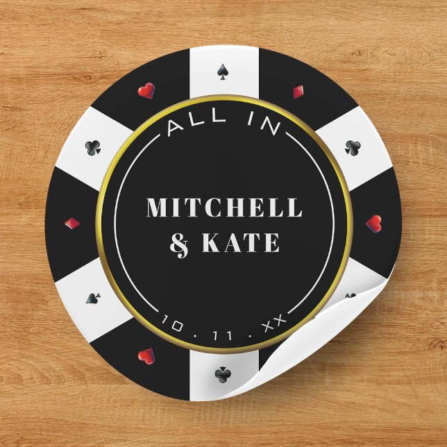 Poker Chip Wedding Classic Round Sticker (Creator Uploaded)