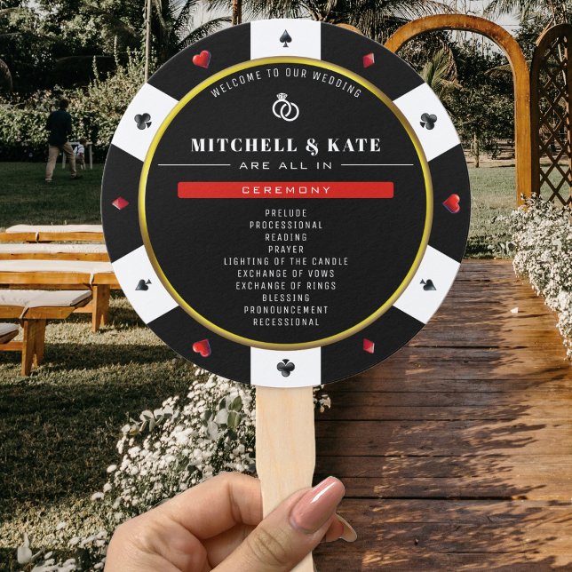 Poker Chip Wedding Program Hand Fan (Poker Chip Wedding Program Hand Fan
)