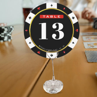 Poker Chip Wedding Reception Table Number