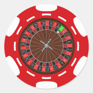 POKER CHIP WITH ROULETTE WHEEL CLASSIC ROUND STICKER