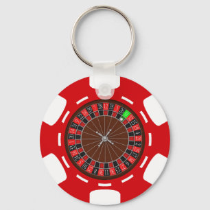 POKER CHIP WITH ROULETTE WHEEL KEY RING