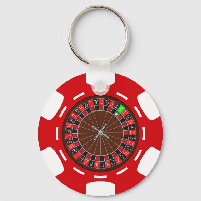 POKER CHIP WITH ROULETTE WHEEL KEY RING (Front)