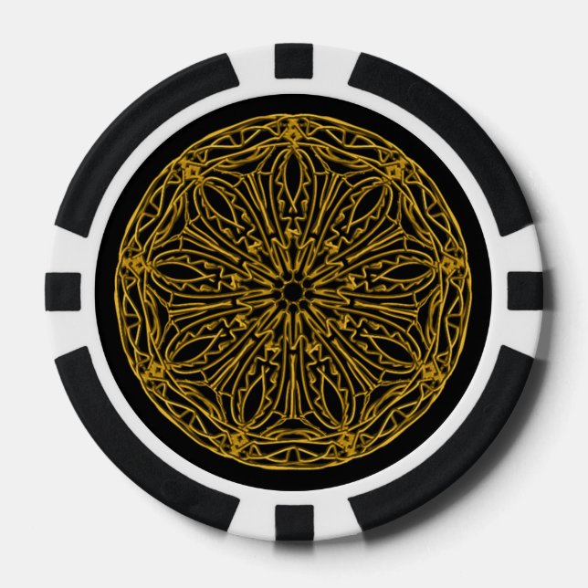 Poker Chips, black and gold design Chips (Front)