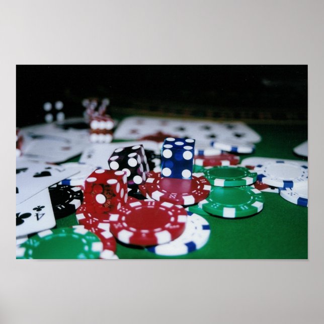 Poker Chips, Cards, and Dice Poster (Front)