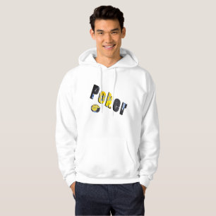 Poker Chips Dimensional Logo, Mens White Hoodie