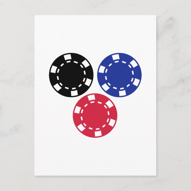 Poker chips gambling postcard (Front)