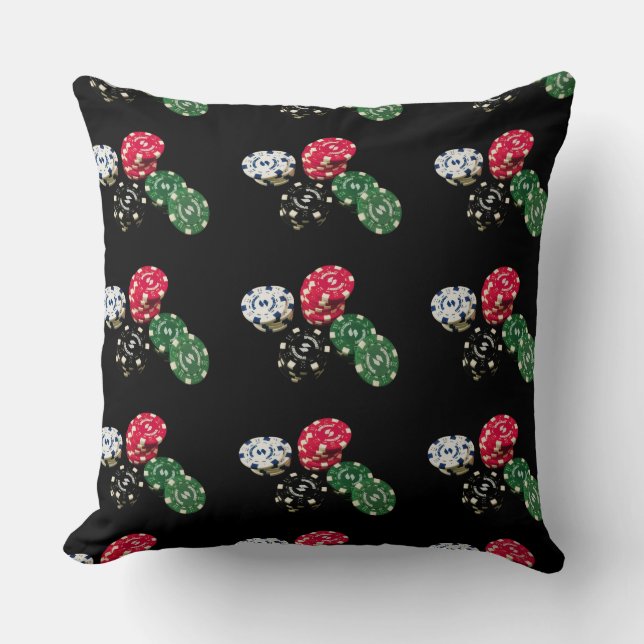 Poker Chips Pattern Throw Pillow (Front)