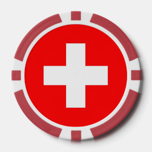 Poker chips with Flag of Switzerland