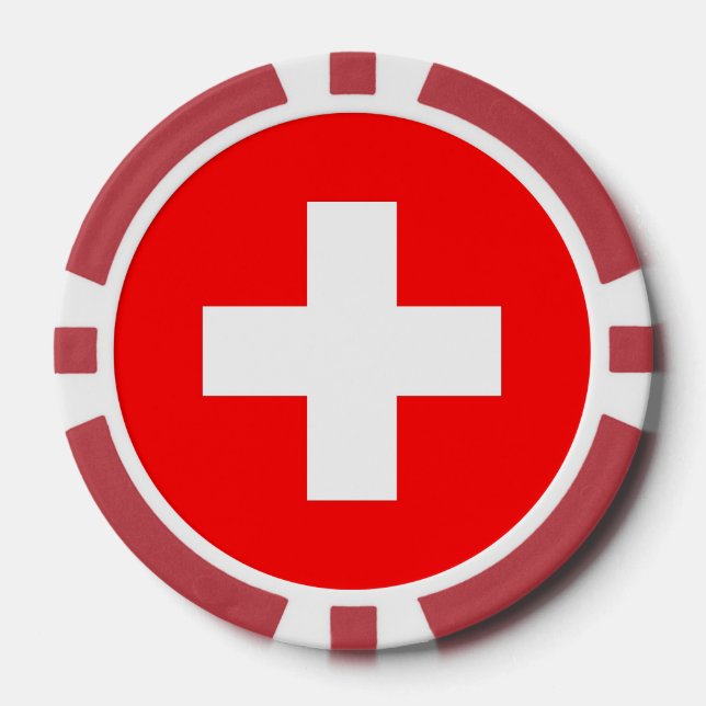 Poker chips with Flag of Switzerland (Front)