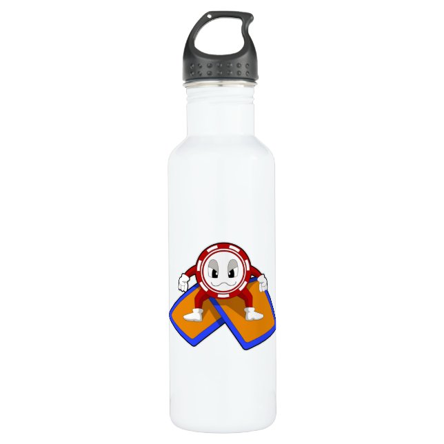 Poker chips with Poker cards 710 Ml Water Bottle (Front)