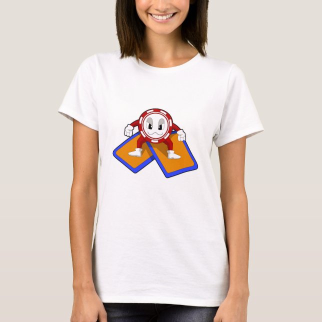 Poker chips with Poker cards T-Shirt (Front)