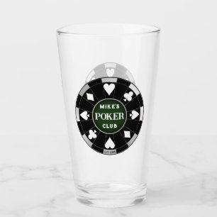 Poker Club Black Poker Chip w Playing Suits Glass