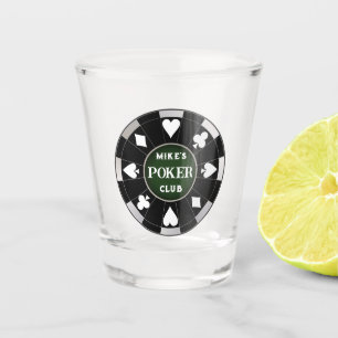 Poker Club Black Poker Chip w Playing Suits Shot Glass