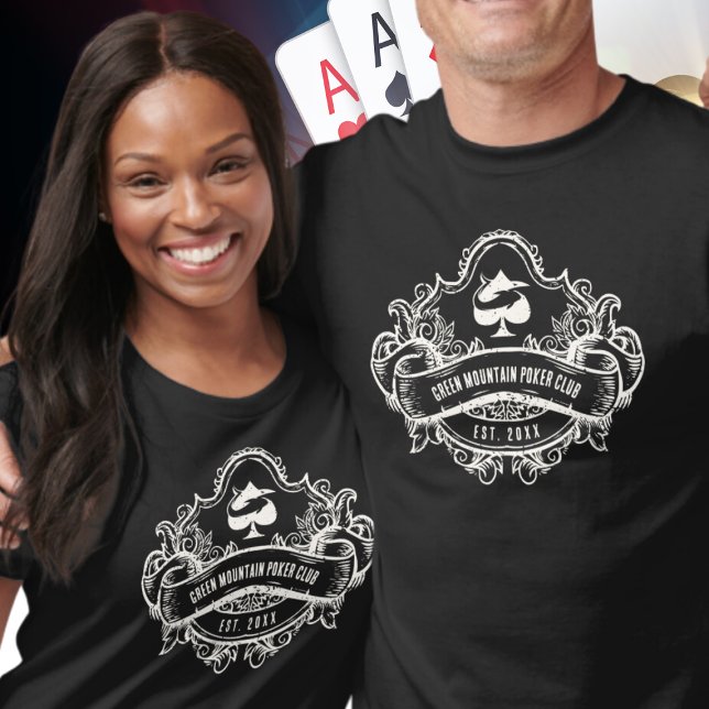 Poker Club League Tournament Name Sponsor on Back T-Shirt (Creator Uploaded)
