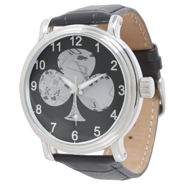 Poker Clubs Shape With Inverted Club Cards,  Watch (Angled)