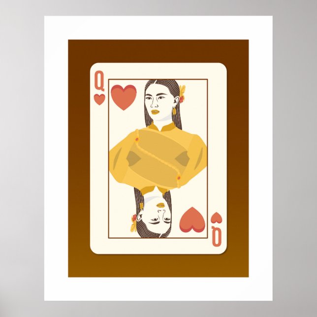 Poker Court Card, Queen of Hearts, Thai Style Poster (Front)