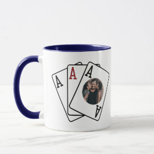 Poker Dad Three Aces Photo Frame Mug Gift