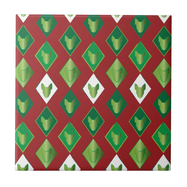 Poker Diamond Bull Terrier Tile (Front)
