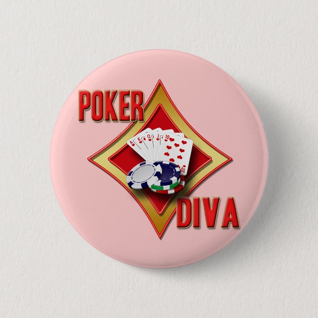 POKER DIVA 6 CM ROUND BADGE (Front)