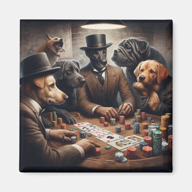 Poker Dogs Magnet (Front)