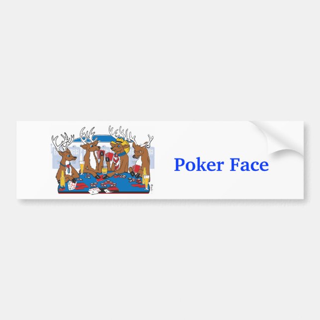 Poker Face Deer Bumper Sticker (Front)