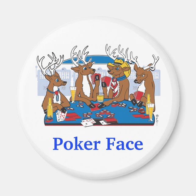 Poker Face Deer Magnet (Front)