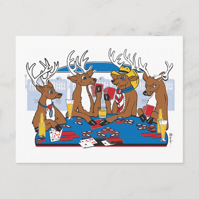 Poker Face Deer Postcard (Front)